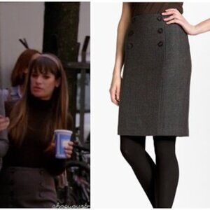 Halogen wool skirt Women's 8 Glee Rachel Berry outfit pencil blue fleck tweed